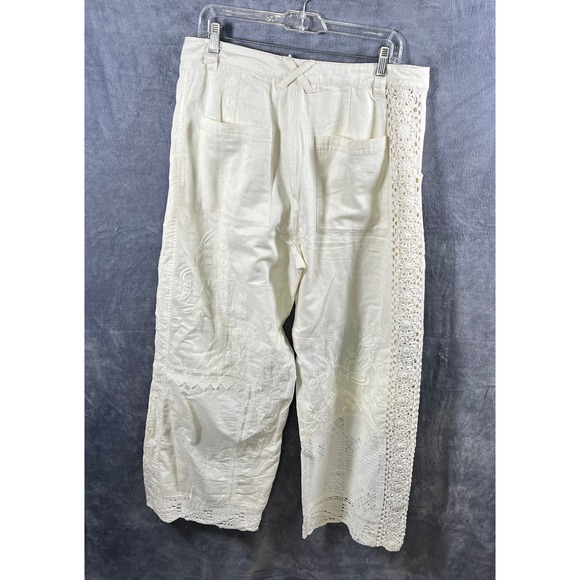 Free People Crochet Lace Pants Wide Leg Ivory Boho Size‎ 12, NWT - Picture 4 of 7